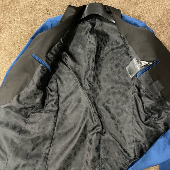 ASOS Black Suit Jacket blazer with Blue Lining - Picture 2 of 3